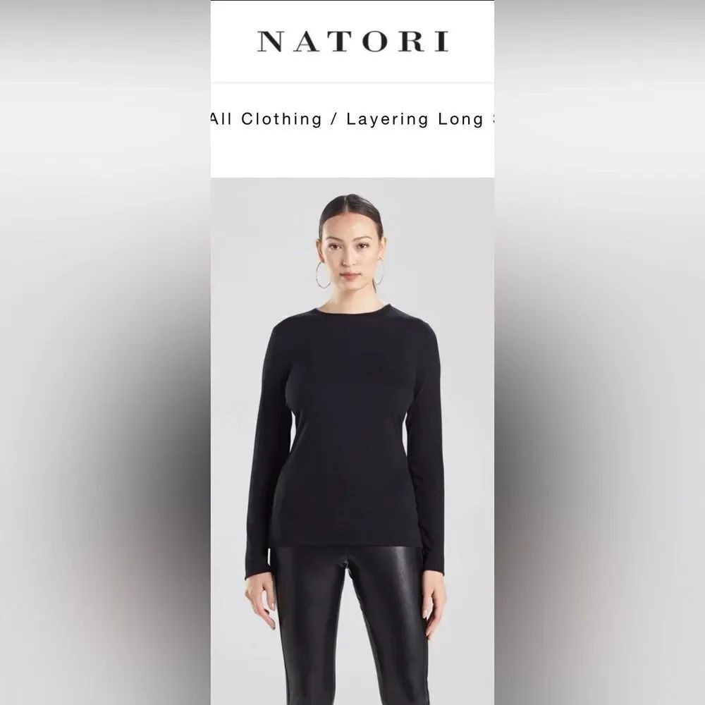 Jose Natori Classic Black Long Sleeve Top, S